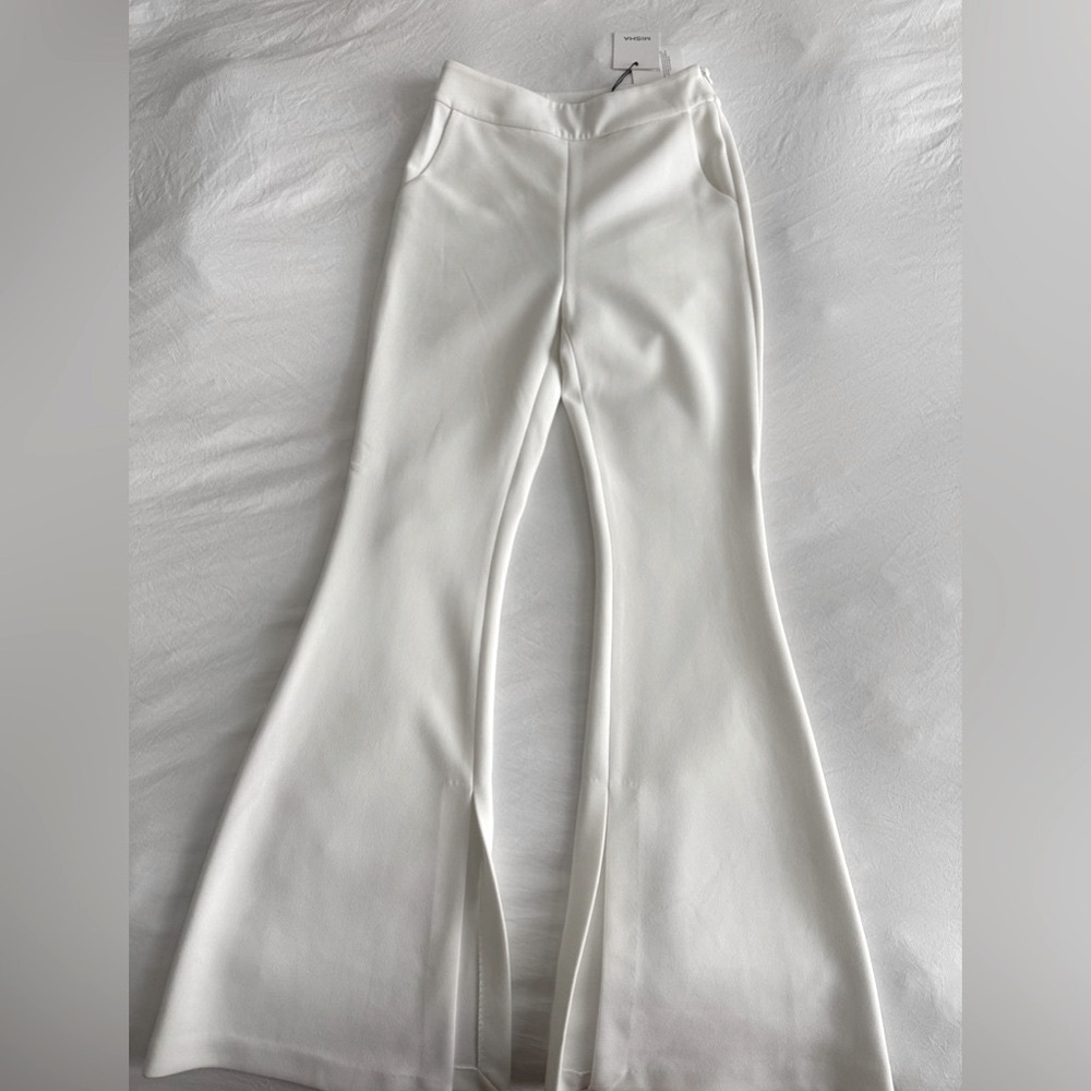 MISHA COLLECTION - Ivory Leonie Flared Trousers with pant slits - size 6